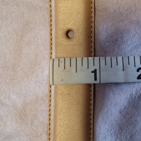 Lauren Ralph Lauren Italian tan leather belt gold tone buckle 39" x 1" Size L - Picture 8 of 11